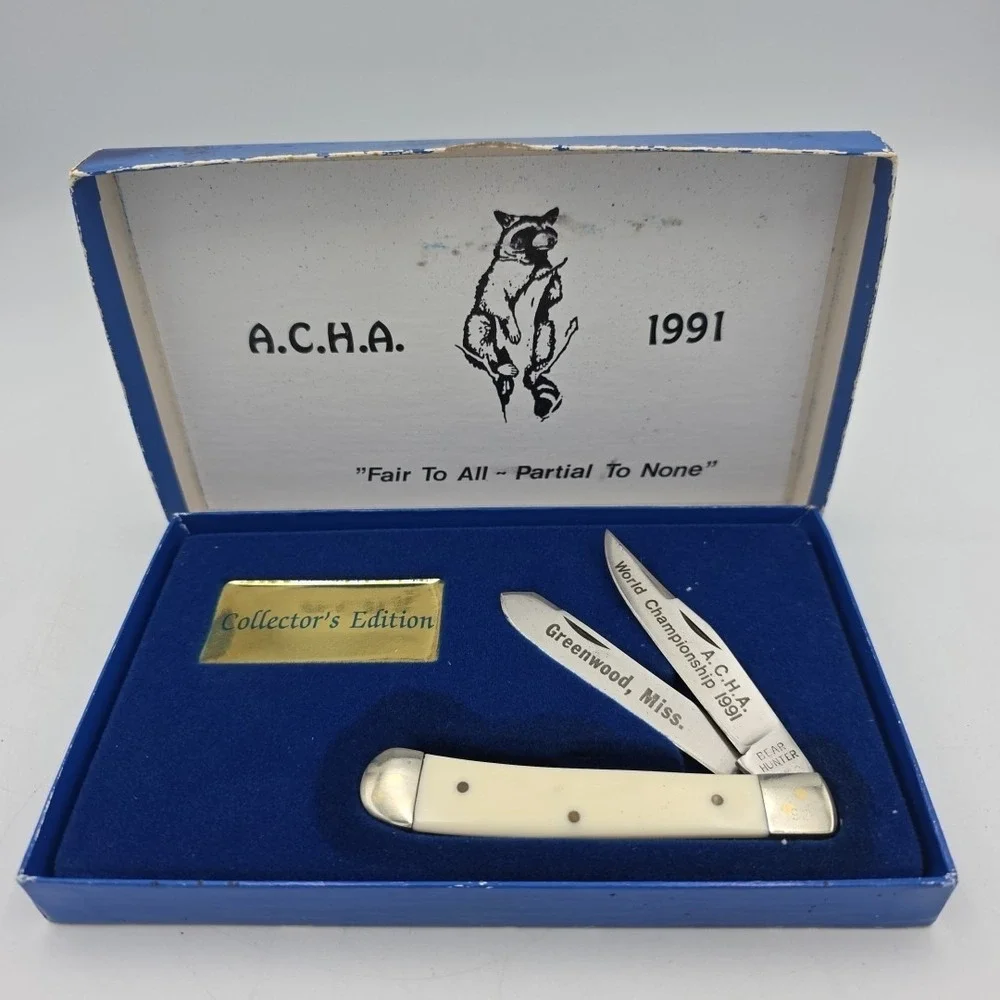 A.C.H.A 1991 World Championship Bear Hunter Pocketknife 1 Of 300 Collectors RARE